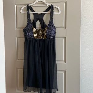 Kitty black embellished racerback dress, size L, like new